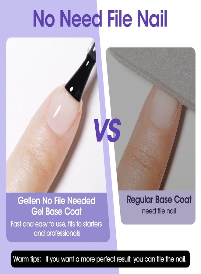 GELLEN Gel Base Coat, 18ml No Sanding Needed Clear Gel Nail Polish, Nail Salon Manicure Nail Base Coat Polish, Gift for Women - Image 3