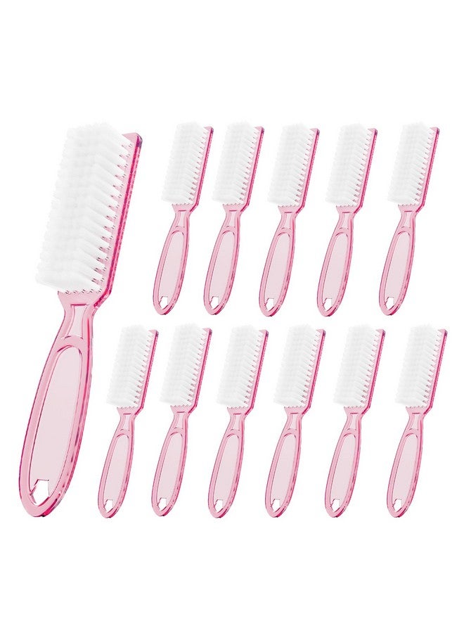 SQULIGT SQULIGT 12 Pcs Handle Grip Cleaning Brushes, Hand Fingernail Nail Scrub Manicure Brush Pedicure Brush, Use for Toe and Nails Cleaning (Clear Pink) - Image 1