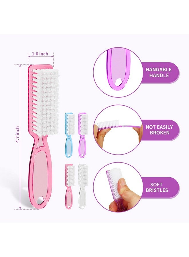 SQULIGT SQULIGT 12 Pcs Handle Grip Cleaning Brushes, Hand Fingernail Nail Scrub Manicure Brush Pedicure Brush, Use for Toe and Nails Cleaning (Clear Pink) - Image 2