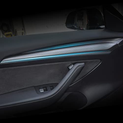 KKTR-CAR Dashboard Cover Wrap and Front Door Inner Armrest Panel Cover Trim Compatible with Tesla Model 3 2021-2023 Model y 2020-2025,NOT for Performance (Matte Carbon Fiber Pattern, 4pcs) - Image 4