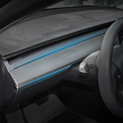 KKTR-CAR Dashboard Cover Wrap and Front Door Inner Armrest Panel Cover Trim Compatible with Tesla Model 3 2021-2023 Model y 2020-2025,NOT for Performance (Matte Carbon Fiber Pattern, 4pcs) - Image 3