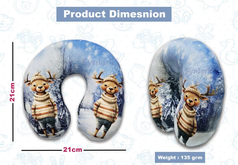 Synlark Synlark® Baby Neck Pillow for Head Shaping | Neck Support New Born Baby Infant Printed Pillow (0-5 Years) (Dear Sweater) - Image 2