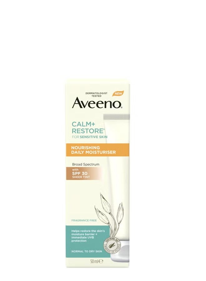 Aveeno Face Calm and Restore Nourishing Daily Moisturiser with SPF 30 50ml - Image 1