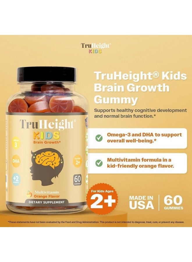 TruHeight Kids Brain Growth Multivitamin Gummies, Orange Flavour, 60 Count, Ages 2+ - Image 2