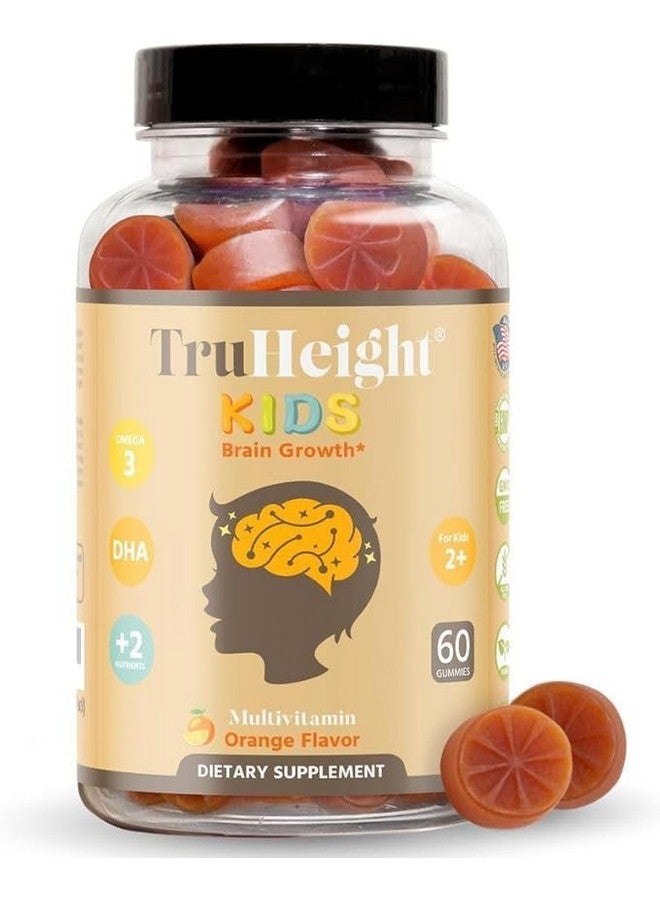 TruHeight Kids Brain Growth Multivitamin Gummies, Orange Flavour, 60 Count, Ages 2+ - Image 1