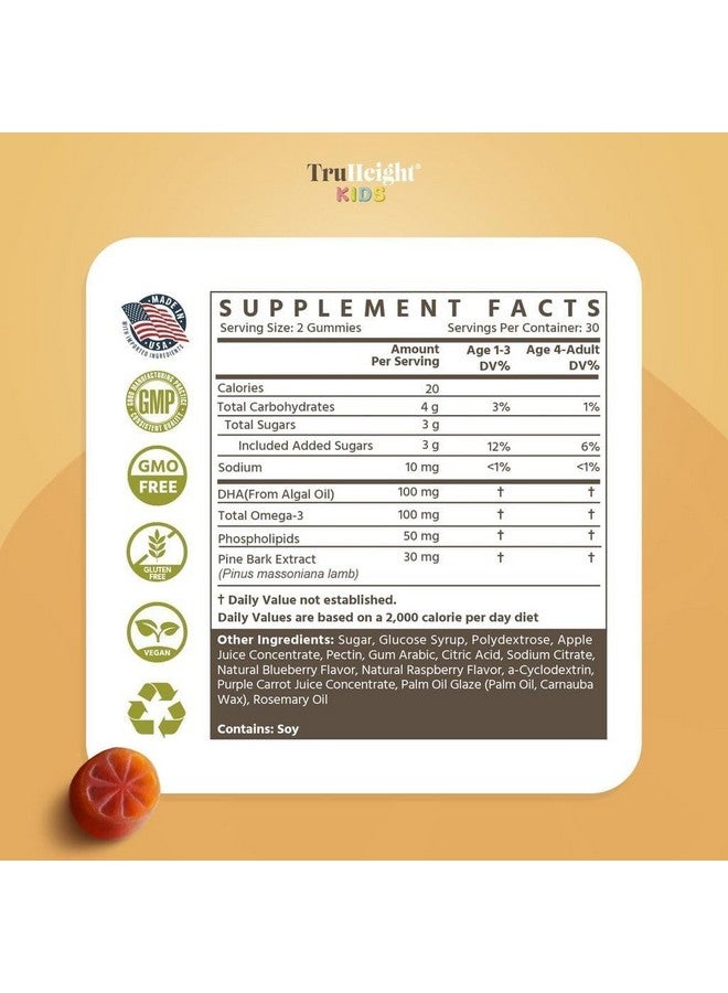 TruHeight Kids Brain Growth Multivitamin Gummies, Orange Flavour, 60 Count, Ages 2+ - Image 5
