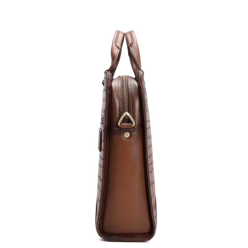 Da Milano Cognac Signato Leather Laptop Bag - Cognac  | Best Price UAE