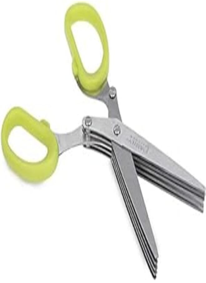 OR Multipurpose 5-Layers Stainless Steel Blades Kitchen Shear Herb Scissors with Cleaning Handles Comb 