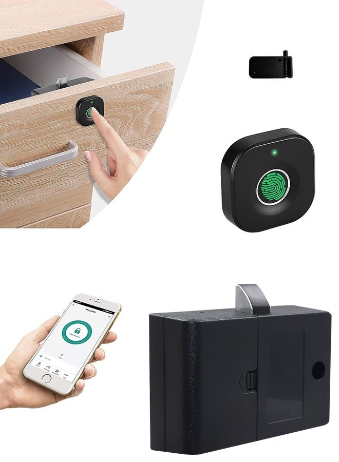 Fingerprint Drawer Lock 0.5 Seconds Fast Unlocking Embedded Smart Biometric Cabinet Lock for Home Office Black - Image 1