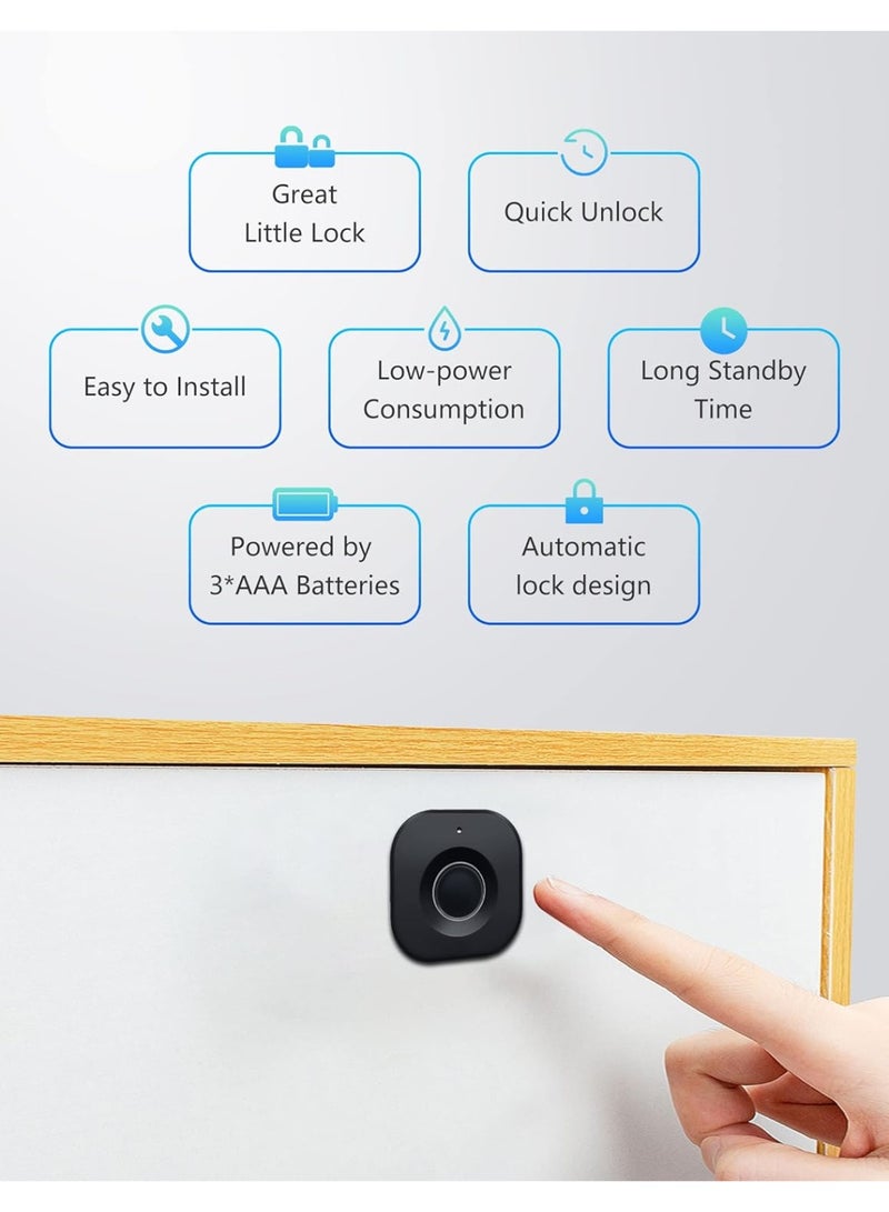 Fingerprint Drawer Lock 0.5 Seconds Fast Unlocking Embedded Smart Biometric Cabinet Lock for Home Office Black - Image 3