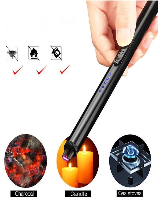 Generic - Magic Flameless Windproof Candle Electric Lighter Bar, Portable Environmentally Friendly Electronic Pulse Igniter, USB Rechargeable Lighter, Long Handle Lighter (Black) - Image 1