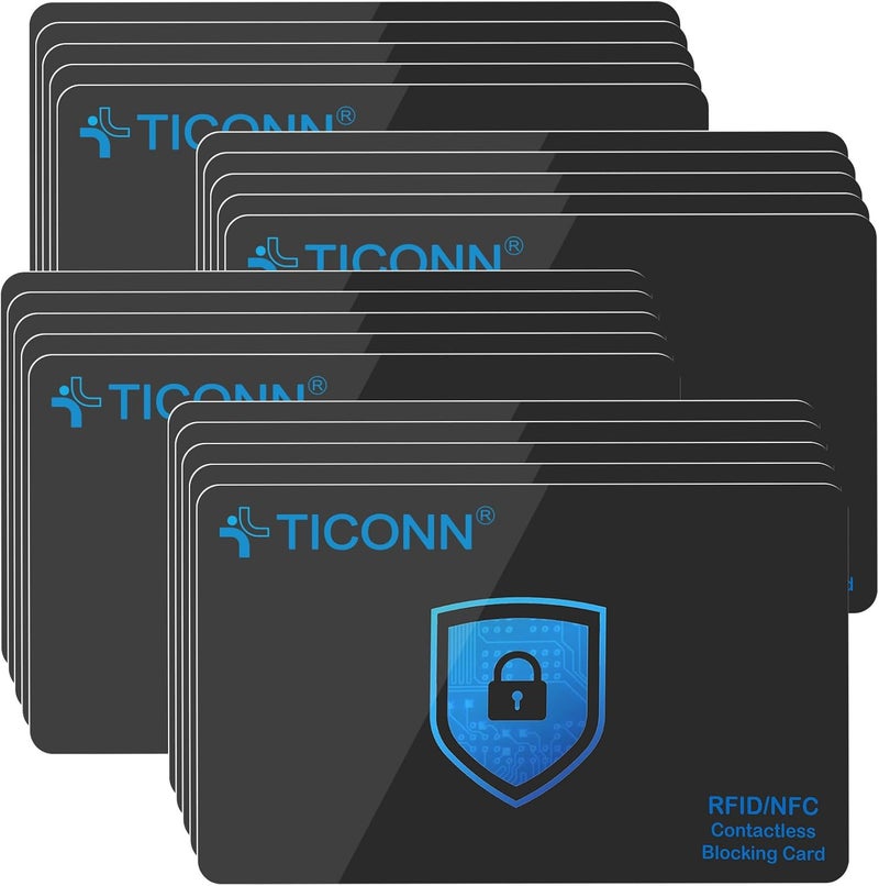تيكون بطاقات حجب RFID من - عب��ة من 20 قطعة، مجموعة حما��ة ممتازة للبطاقات الائتمانية والخصم وجواز السفر بدون تلامس NFC للرجال والنساء، تصميم نحيف ذكي يناسب تمامًا المحفظة/الحقيبة (20) - Image 1