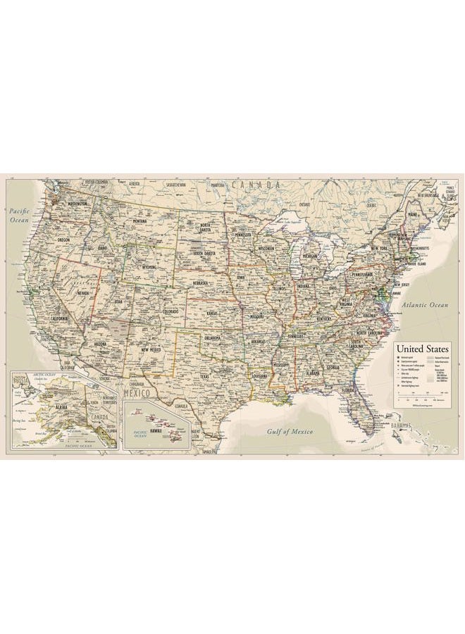 Palace Learning Antique Laminated World Map & US Map Poster Set - 18" x 29" - Wall Chart Maps of The World & United States - Made in The USA - Updated for 2020 (Laminated, 18" x 29") - Image 4