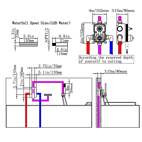 SKOWLL Tub Faucet with Handheld Sprayer, Matte Black Bathtub Faucet Wall Mount Waterfall Tub Faucets High Flow, Modern Bathroom Tub Filler Single Handle Faucet Set Rough in Valve - Image 2
