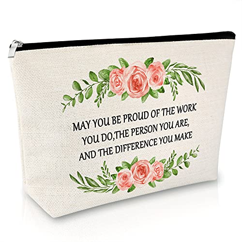 Sfodiary Thank You Gift Makeup Bag for Team Leader Coworker Inspirational Appreciation Gift for Employee Boss Teacher Cosmetic Bag Going Away Retirement Gift for Friends Social Worker Travel Pouch - Image 1