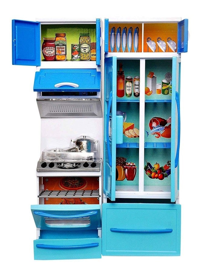 Qwick Click Kitchen Set | Modern Dream House | with Open able Doors | Refrigerator | Accessories | Fruits | Playing Toys for | Girl | Boys | Kids | Multi Color | (2 Compartment Kitchen Set) - Image 4