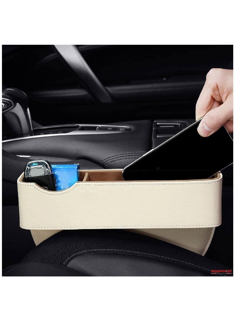 RoadPower Car Seat Gap Filler Organizer Storage Box for Car Seat Organizer Between Seats Car Organizers And Storage Front Seat Gap 2-piece Universal Fit Beige - Image 5