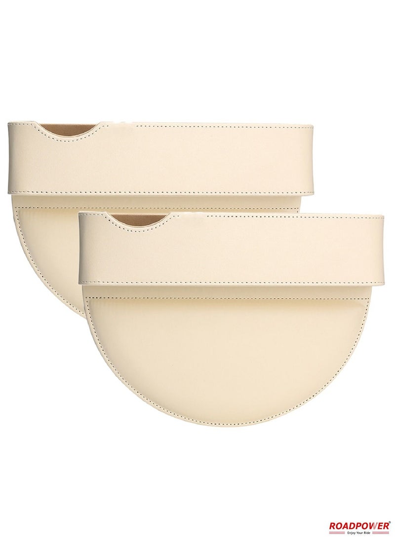 RoadPower Car Seat Gap Filler Organizer Storage Box for Car Seat Organizer Between Seats Car Organizers And Storage Front Seat Gap 2-piece Universal Fit Beige - Image 1