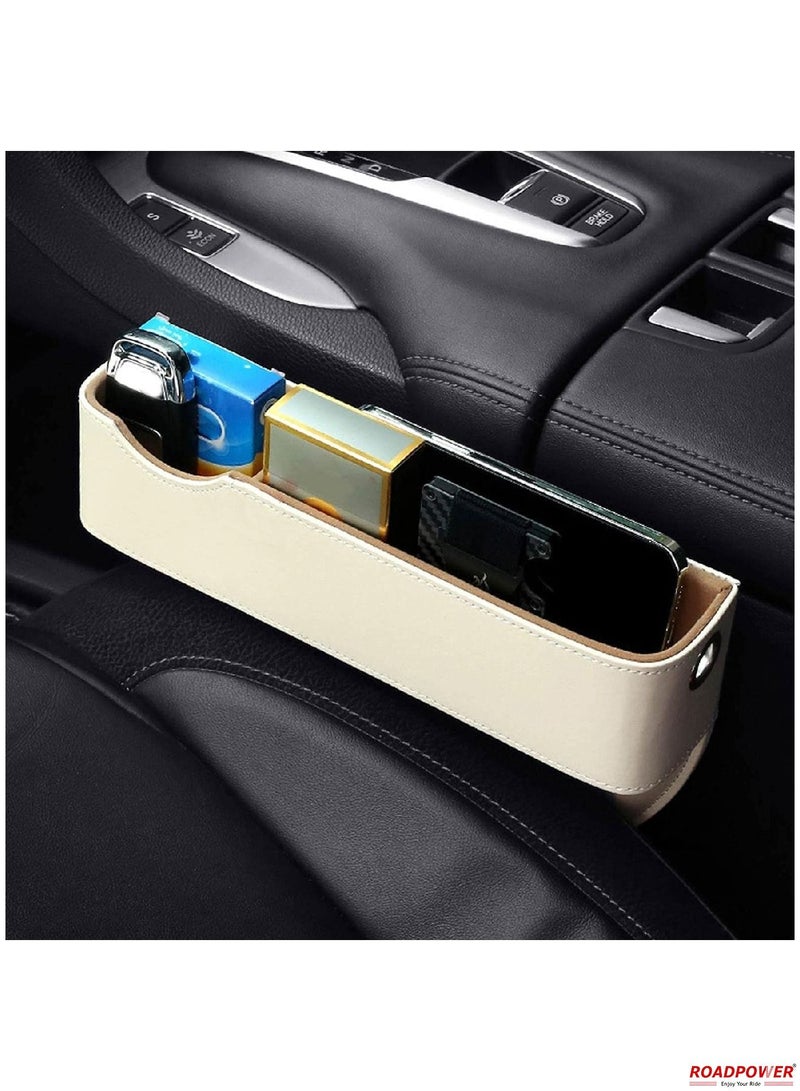 RoadPower Car Seat Gap Filler Organizer Storage Box for Car Seat Organizer Between Seats Car Organizers And Storage Front Seat Gap 2-piece Universal Fit Beige - Image 4