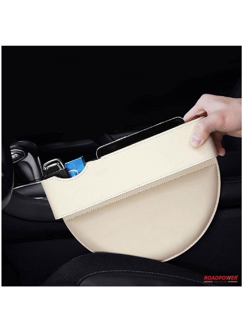 RoadPower Car Seat Gap Filler Organizer Storage Box for Car Seat Organizer Between Seats Car Organizers And Storage Front Seat Gap 2-piece Universal Fit Beige - Image 3