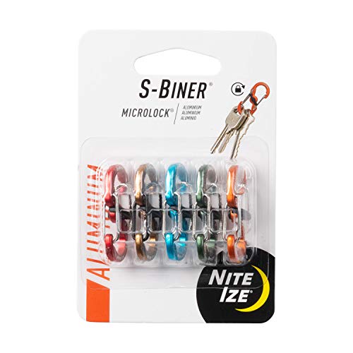 Nite Ize S-Biner MicroLock Aluminum, Locking Keychain Carabiner, 5 Pack, Assorted Colors - Image 1