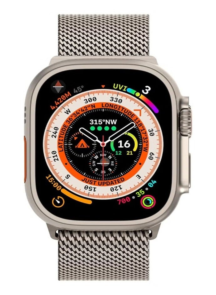for Apple Watch Metal Bands Ultra 2 49mm 46mm Series 10, 1:1 Stainless Steel Mesh Loop with Parachute-style Metal Buckle for Apple Watch Series 7 8 9 45mm Series 6 5 4 44mm, Titanium - Image 2
