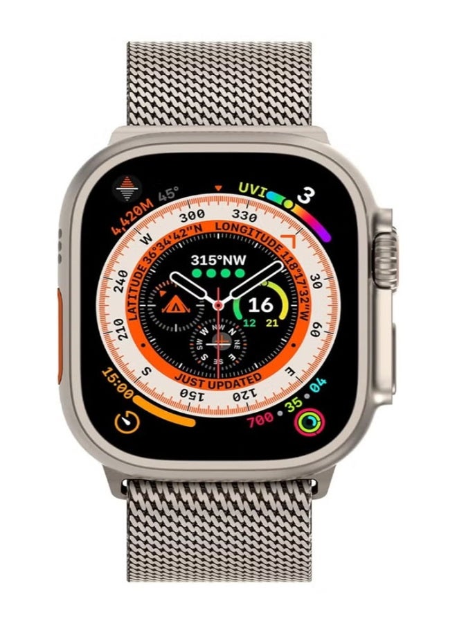 for Apple Watch Metal Bands Ultra 2 49mm 46mm Series 10, 1:1 Stainless Steel Mesh Loop with Parachute-style Metal Buckle for Apple Watch Series 7 8 9 45mm Series 6 5 4 44mm, Titanium - Image 2
