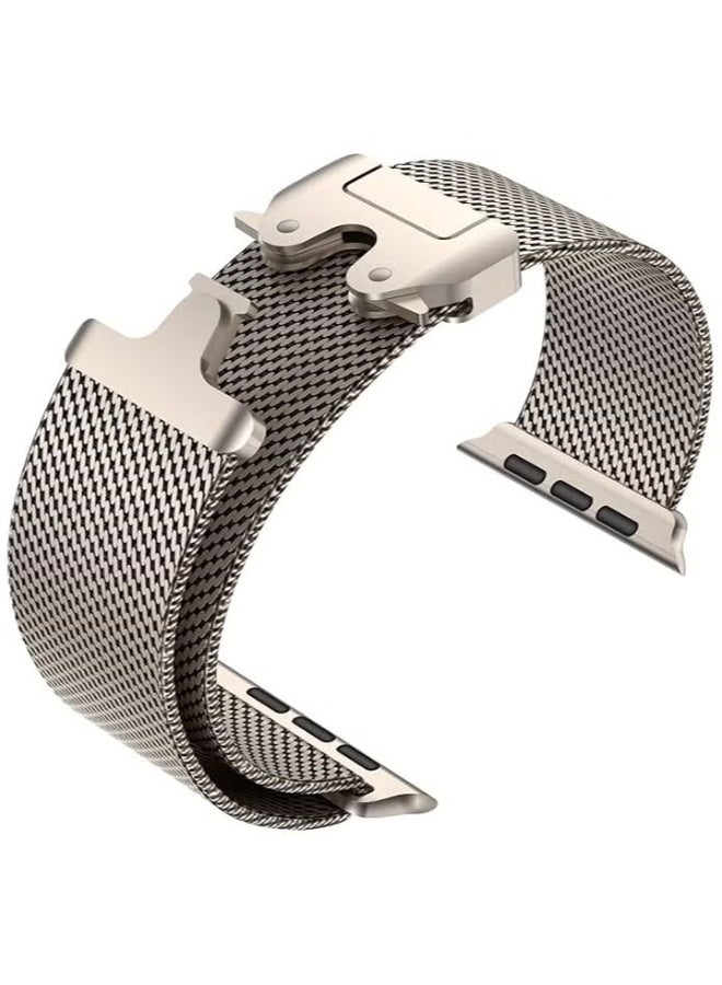 for Apple Watch Metal Bands Ultra 2 49mm 46mm Series 10, 1:1 Stainless Steel Mesh Loop with Parachute-style Metal Buckle for Apple Watch Series 7 8 9 45mm Series 6 5 4 44mm, Titanium - Image 3