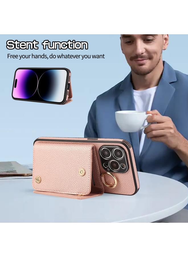 زبون جراب هاتف iPhone 13 Crossbody Ring Wallet Leather Cover Back Case - Image 5