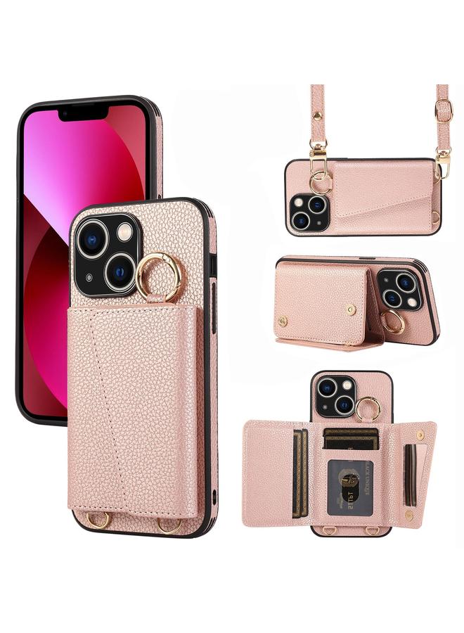 زبون جراب هاتف iPhone 13 Crossbody Ring Wallet Leather Cover Back Case - Image 1