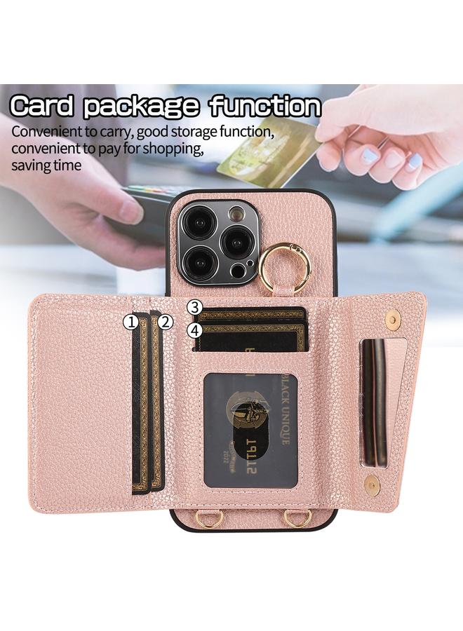 زبون جراب هاتف iPhone 13 Crossbody Ring Wallet Leather Cover Back Case - Image 2