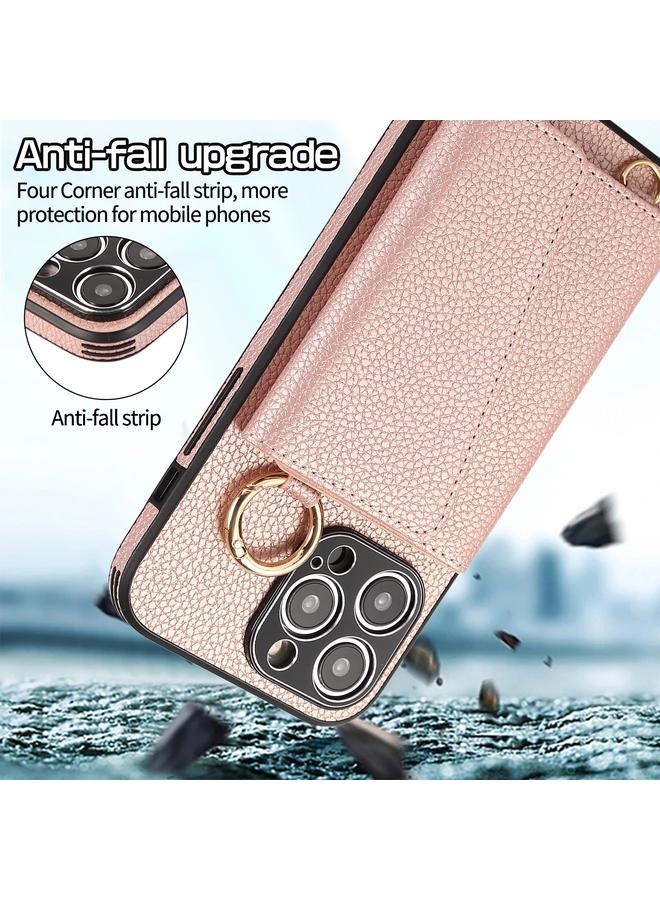 زبون جراب هاتف iPhone 13 Crossbody Ring Wallet Leather Cover Back Case - Image 4