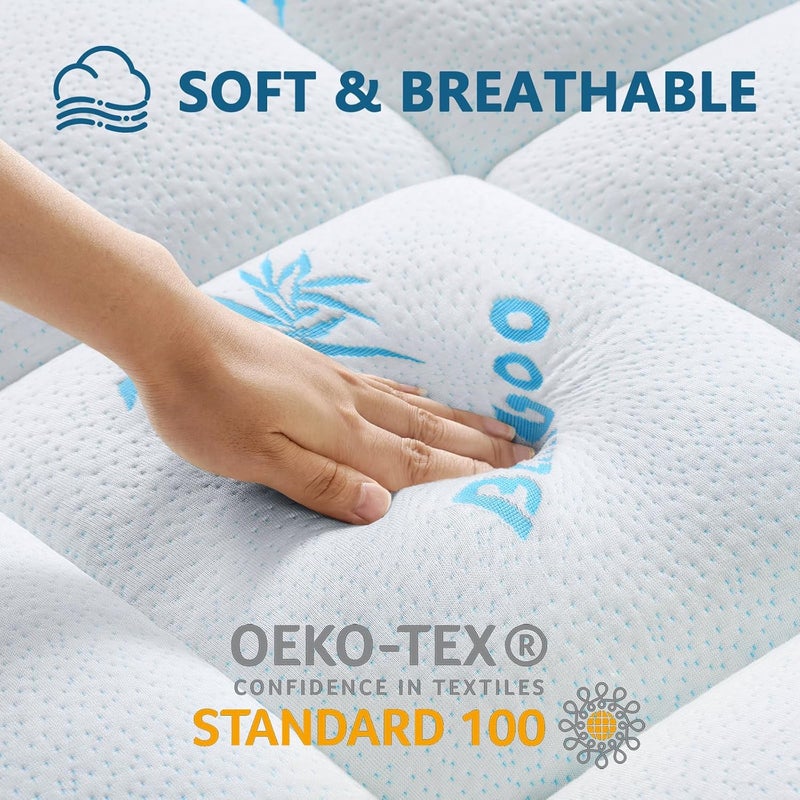 KELTARO Mattress Topper Queen Size,Viscose Made from Bamboo Extra Thick Mattress Pad 8-21" Deep Pocket Soft Down Alternative Fill Mattress Protector Pillow Top Mattress Cover(60x80 Inches) - Image 3