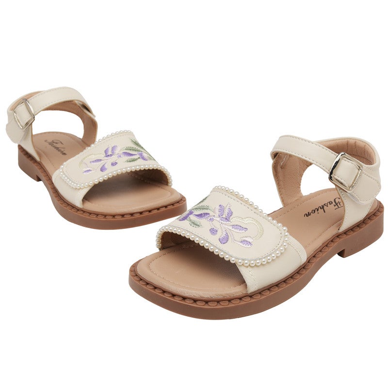 Lucky Kids Flat Dress Sandals for Girls - Stylish Summer Shoes for All Occasions Soft Rubber embroidery shoes for Little Kid/Big Kid - Image 2