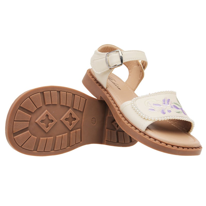 Lucky Kids Flat Dress Sandals for Girls - Stylish Summer Shoes for All Occasions Soft Rubber embroidery shoes for Little Kid/Big Kid - Image 1