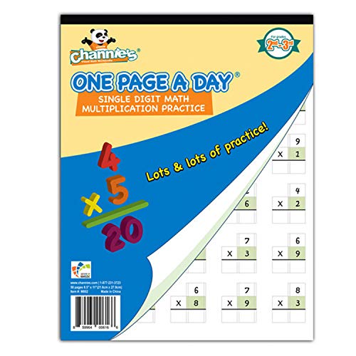 Channie's One Page A Day Single Digit (Beginner) Multiplication Math Problem Workbook for 2nd Graders and 3rd Grade Simply Tear Off On Page a Day For Math Repetition Exercise! - Image 1
