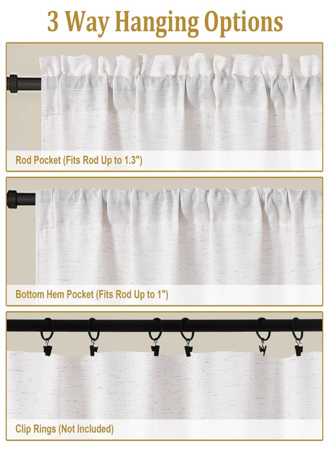 Lecloud Bessie Curtains 45 Inch Length 2 Panels Set, Light Filtering Faux Linen Textured Soft Airy Window Curtains, Rod Pocket Window Treatments for Living Room Bedroom, Each 30 W x 45 L, Natural - Image 5