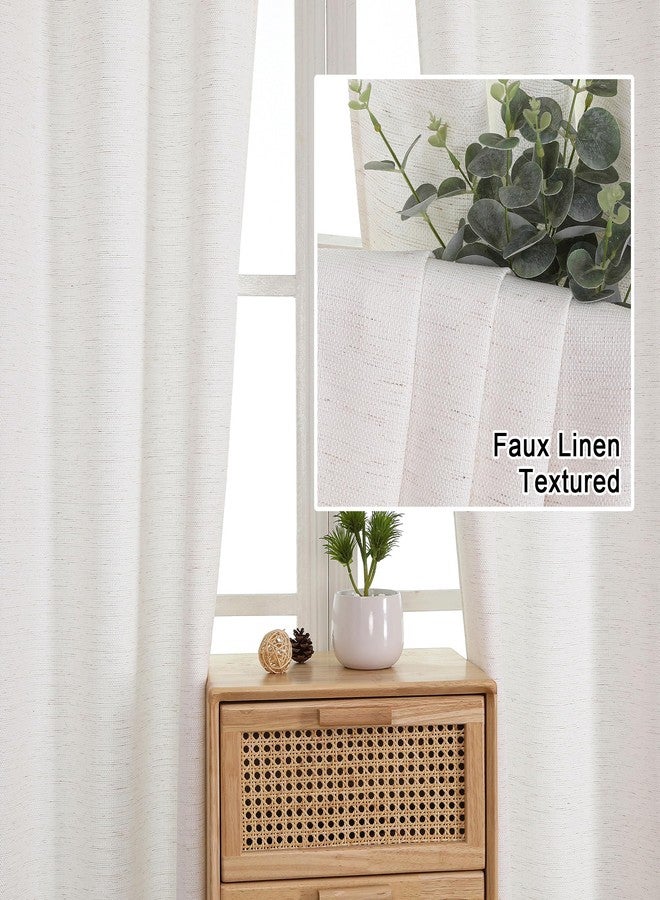 Lecloud Bessie Curtains 45 Inch Length 2 Panels Set, Light Filtering Faux Linen Textured Soft Airy Window Curtains, Rod Pocket Window Treatments for Living Room Bedroom, Each 30 W x 45 L, Natural - Image 3