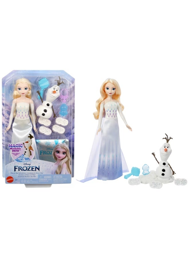 Disney FROZEN Frozen Elsa Fashion Doll & Sand Set With Olaf Figure, Moldable “Snow” Sand & 4 Stampers, Elsa & Olaf Adventures, Inspired By Disney Movie - Image 1