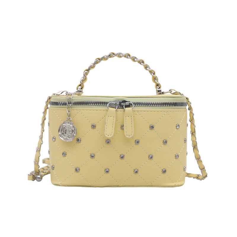Women's PU Leather Shoulder Bag 2025 New Style Diamond Quilted Box Bag Chain Crossbody - Image 5