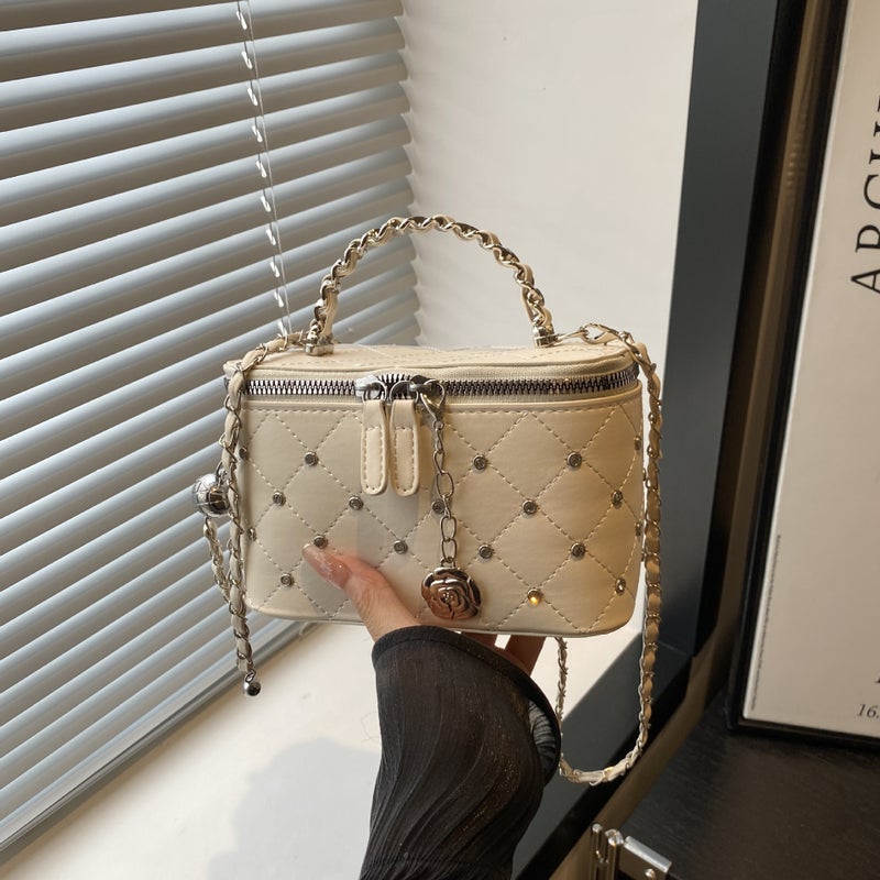Women's PU Leather Shoulder Bag 2025 New Style Diamond Quilted Box Bag Chain Crossbody - Image 3