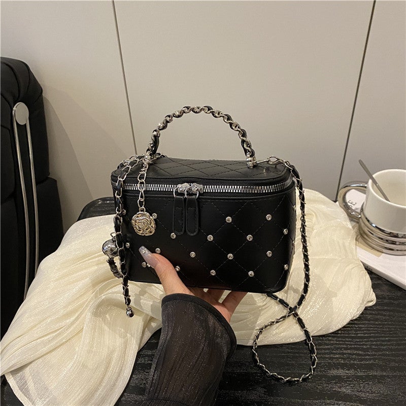 Women's PU Leather Shoulder Bag 2025 New Style Diamond Quilted Box Bag Chain Crossbody - Image 4