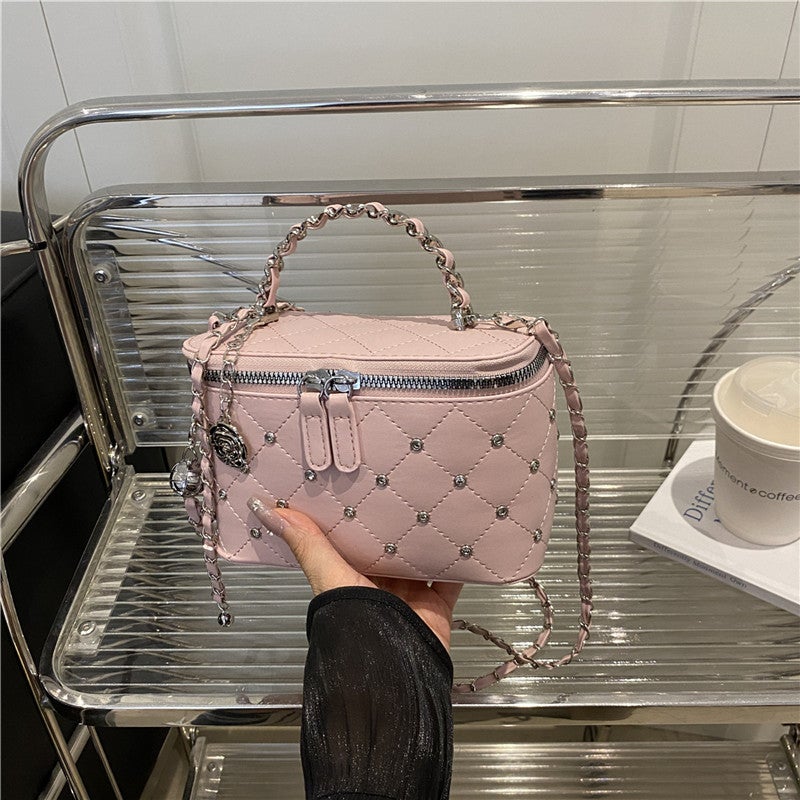 Women's PU Leather Shoulder Bag 2025 New Style Diamond Quilted Box Bag Chain Crossbody - Image 1