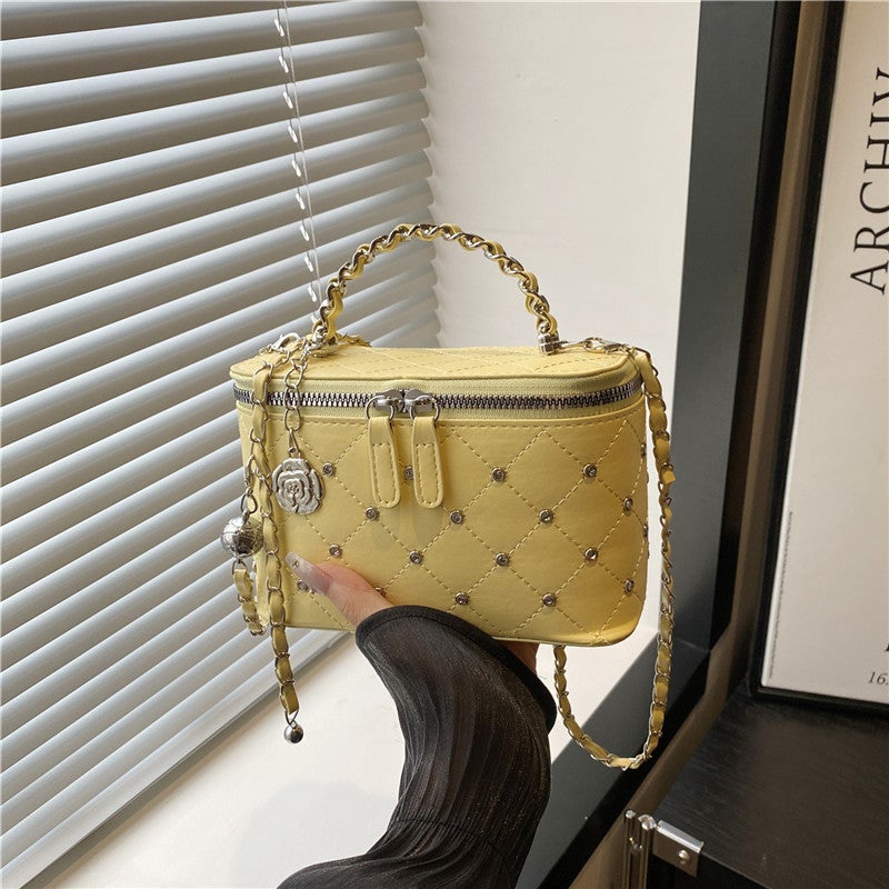Women's PU Leather Shoulder Bag 2025 New Style Diamond Quilted Box Bag Chain Crossbody - Image 2