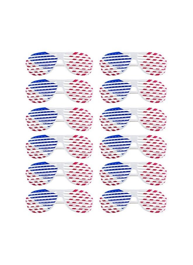 Super Z Outlet American Flag Usa Patriotic Design Plastic Shutter Glasses Shades Sunglasses Eyewear For Party Props, Decoration (12 Pairs)  - Image 1