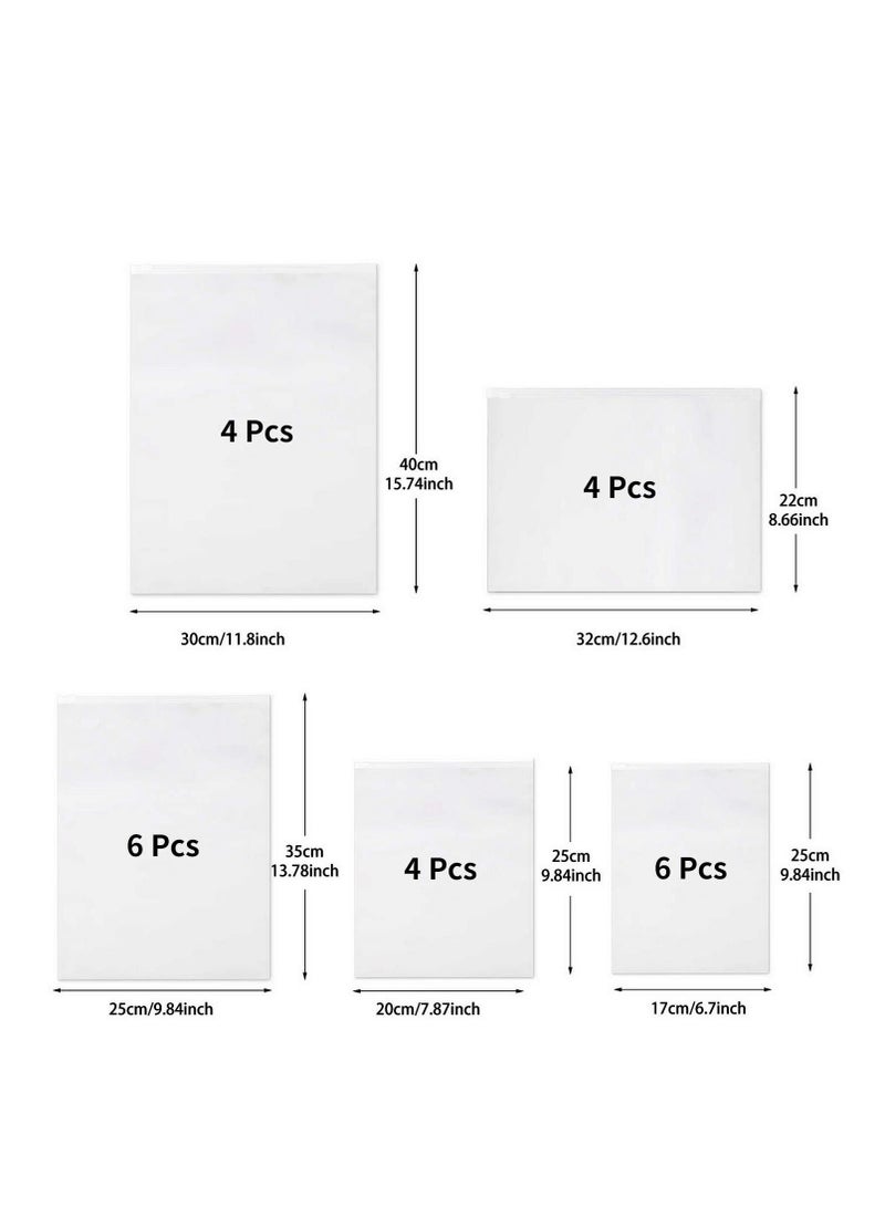 Excefore Reusable Ziplock Bags, Travel Clothes Storage Bags, Plastic Hospital Bags Maternity Essentials, Frosted Waterproof Multifunctional Storage Pouch, for Clothes, Shoes, Cosmetics(5 Size 24 Pcs) - Image 3