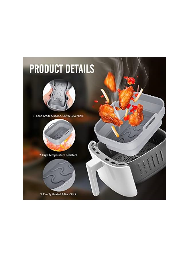 PROMASS 2 PCS Silicone Air Fryer Liner, Reusable Pot with Pair of Heat Resistant Hand Clips for Ninjas Dual Air Fryer, Food Grade Air Fryer Rack Accessories Compatible for Air Fryer, Microwave, and Oven - Image 3