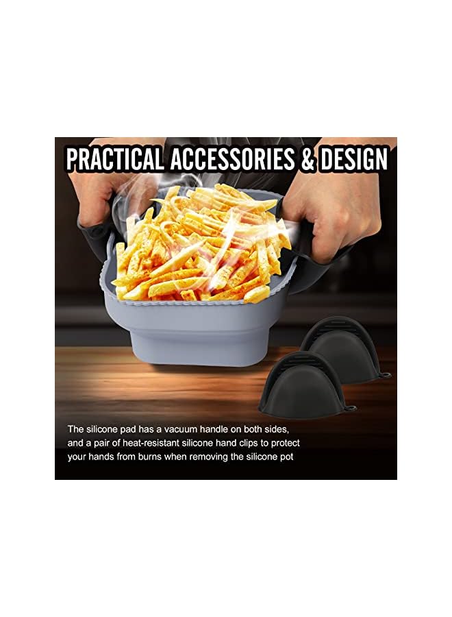 PROMASS 2 PCS Silicone Air Fryer Liner, Reusable Pot with Pair of Heat Resistant Hand Clips for Ninjas Dual Air Fryer, Food Grade Air Fryer Rack Accessories Compatible for Air Fryer, Microwave, and Oven - Image 5