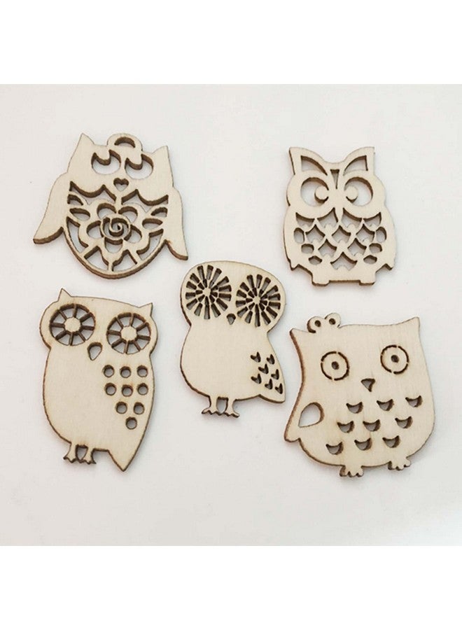 JANOU 50pcs Mini Owl Wood Cutouts DIY Crafts Owl Bird Unfinished Wooden Tags Ornaments for Wedding Birthday Party Decoration (Randow Styles) - Image 2