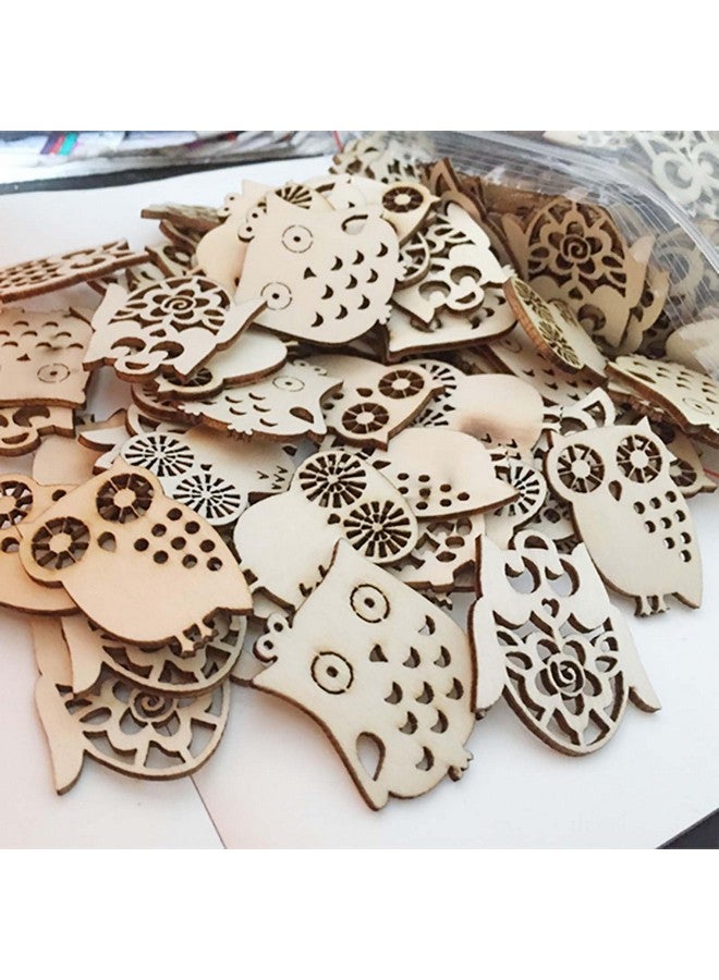 JANOU 50pcs Mini Owl Wood Cutouts DIY Crafts Owl Bird Unfinished Wooden Tags Ornaments for Wedding Birthday Party Decoration (Randow Styles) - Image 5